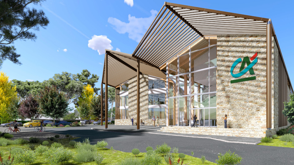 Vue de l’entrée du bâtiment